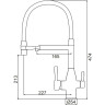 Смеситель для кухни с гибким изливом FRAP F4398-6 с подключением фильтра питьевой воды черный
